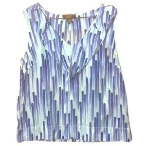 Victor Alfaro Blouse Sleeveless paint stripe pattern silk and cotton top 6 Med